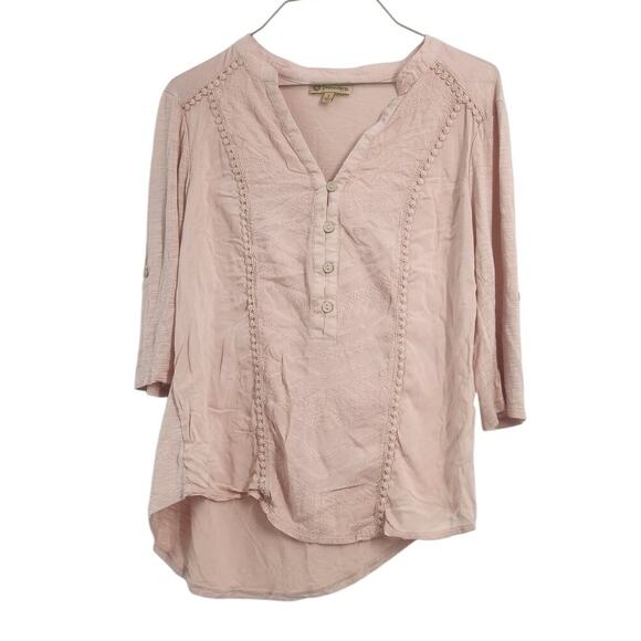 Democracy Pink 3/4 Sleeve Top Womens Size Small S - Picture 1 of 3
